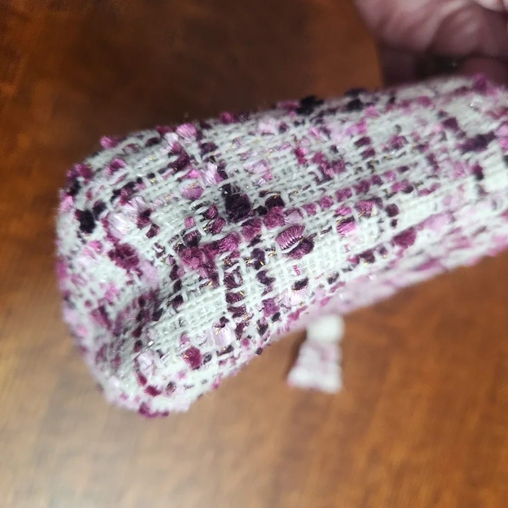 3/$25 Like new‎ CREWCUTS Mini Tweed pink and purple purse with pearl handles